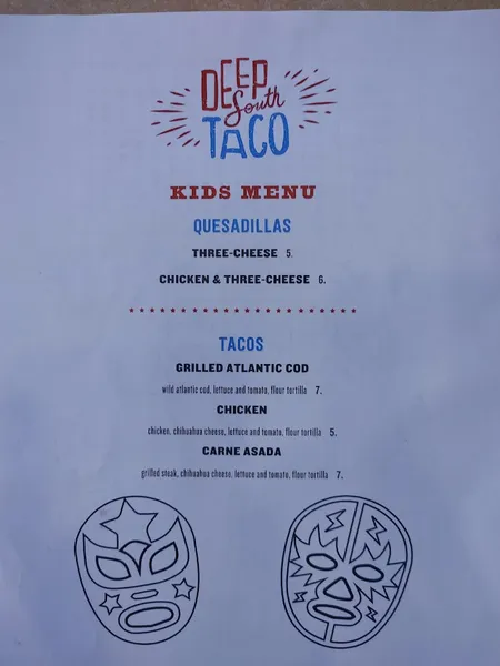 menu of Deep South Taco