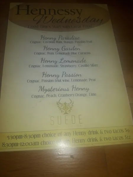 menu of Suede