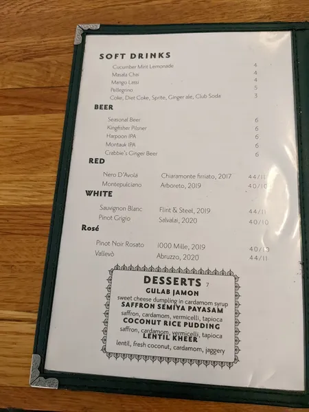 menu of Dosa Royale