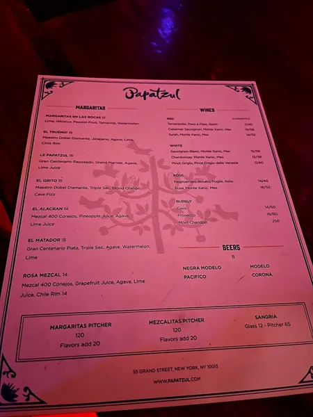 menu of Papatzul Soho