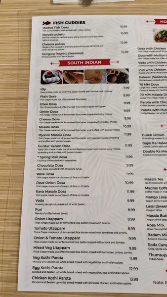 menu of Hyderabad Biryani House Rochester