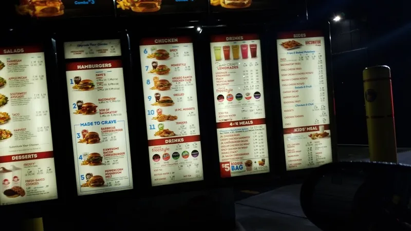 menu of Wendy's