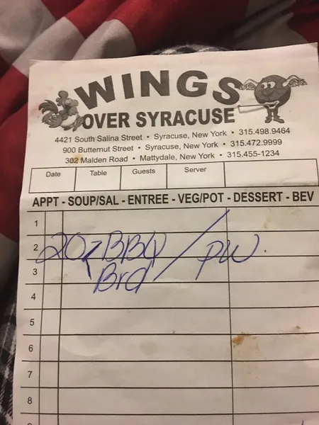 menu of South Side Wings