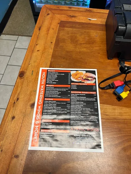 menu of Atomic Wings