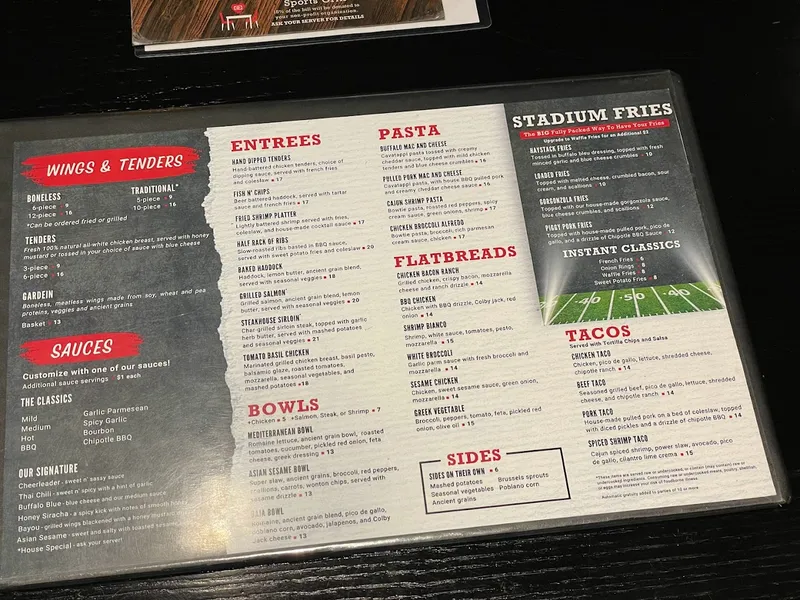 menu of Recovery Sports Grill