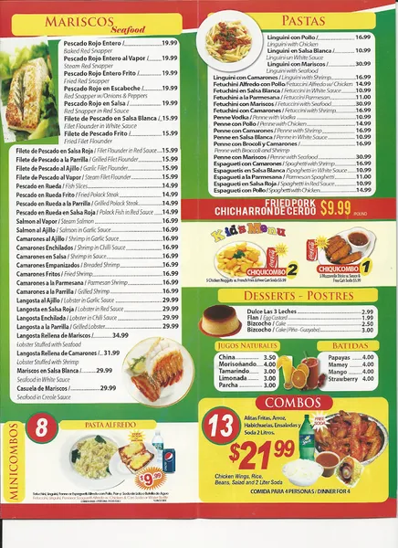 menu of El Valle