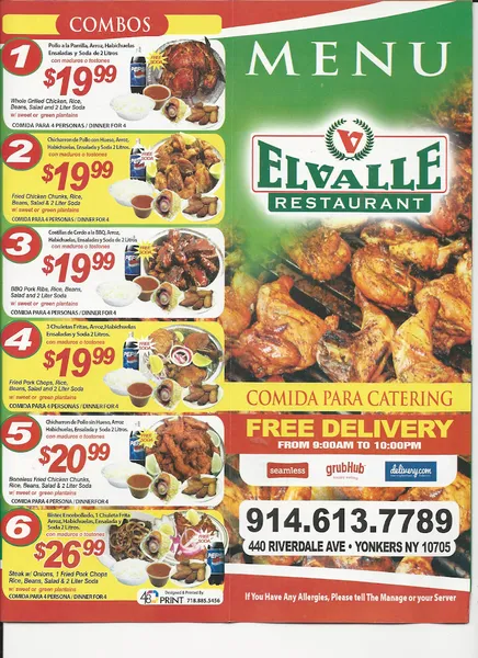 menu of El Valle