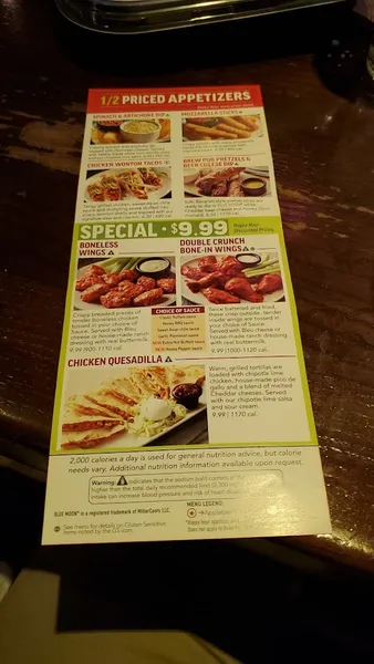 menu of Applebee's Grill + Bar