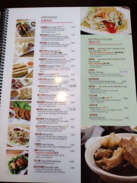 menu of Penang Malaysian & Thai Cuisine