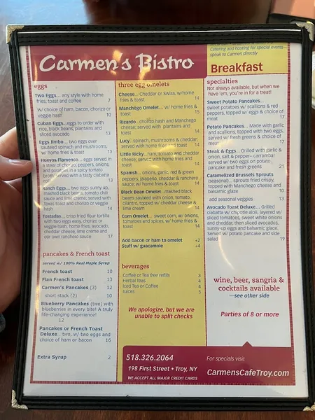 Menu Carmen's Café