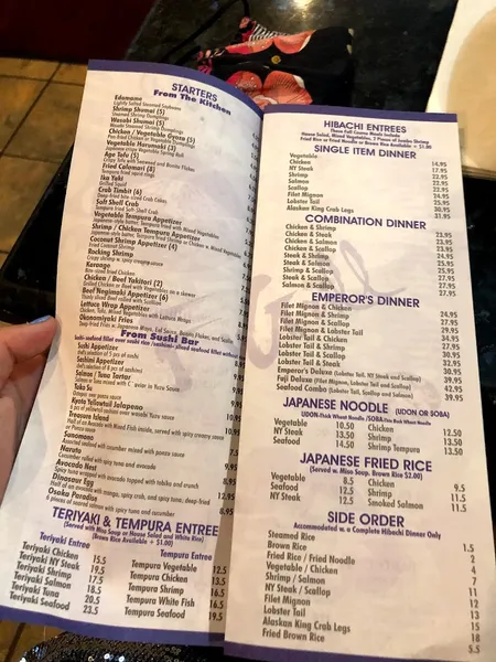 Menu Fuji Grill Niagara Falls