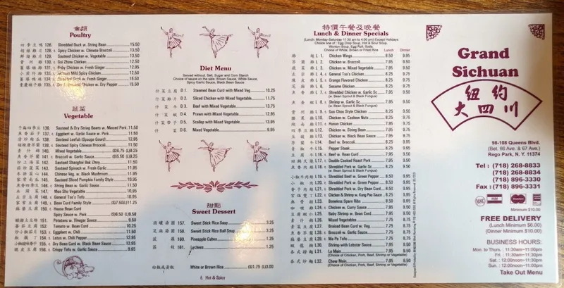 Menu Grand Sichuan