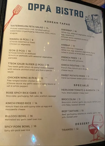 Menu Oppa Bistro