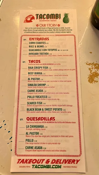 Menu Tacombi