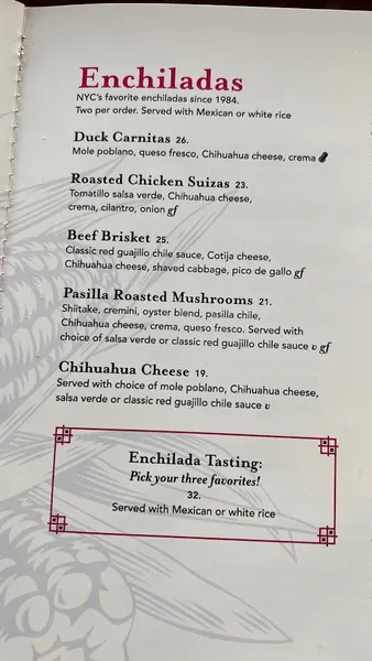 Menu Rosa Mexicano