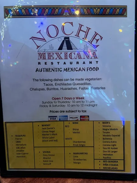 Menu Noche Mexicana