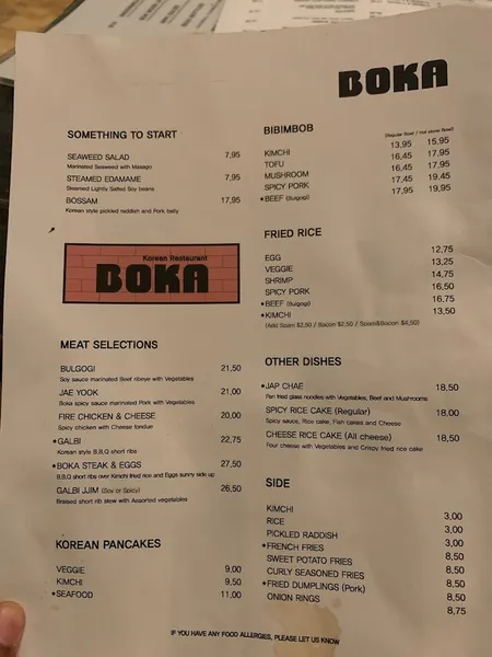 Menu Boka