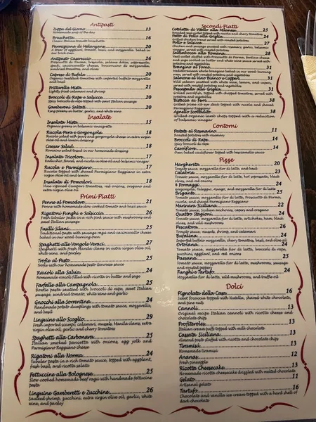 Menu Il Brigante