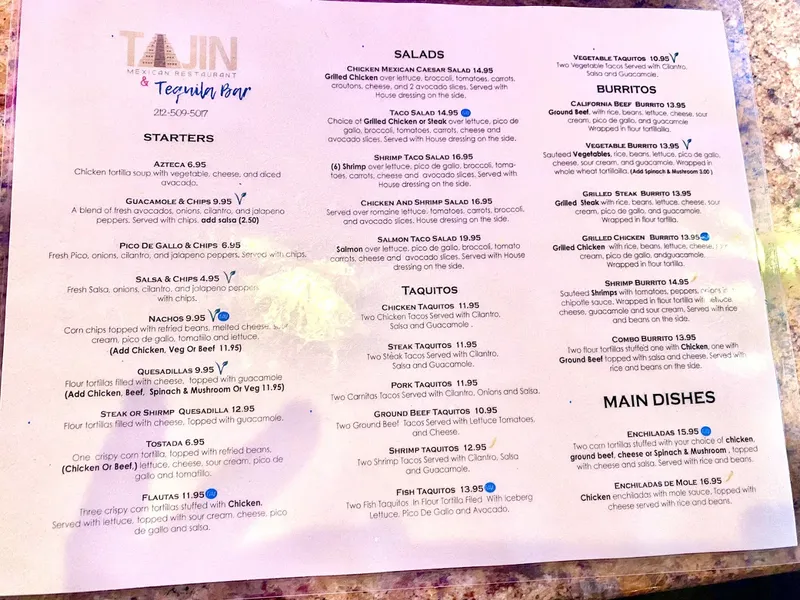 Menu Tajin