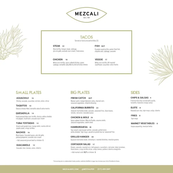 Menu Mezcali