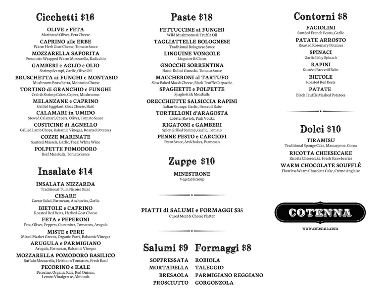 Menu Cotenna