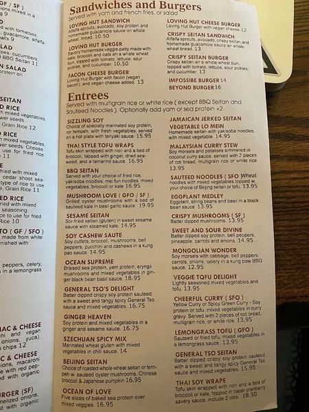 Menu Loving Hut