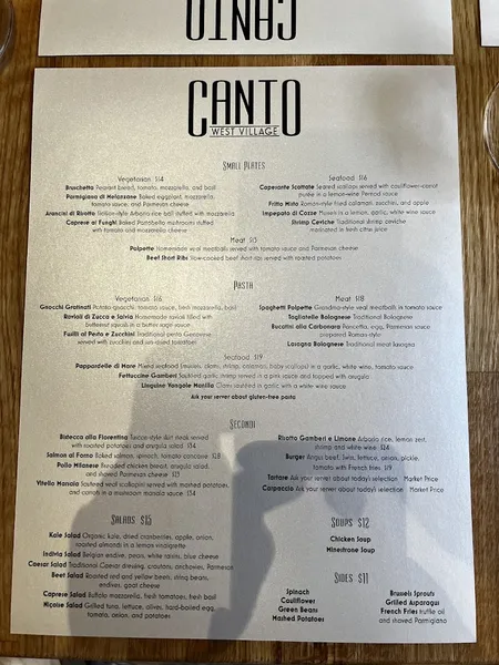 Menu Canto West Village