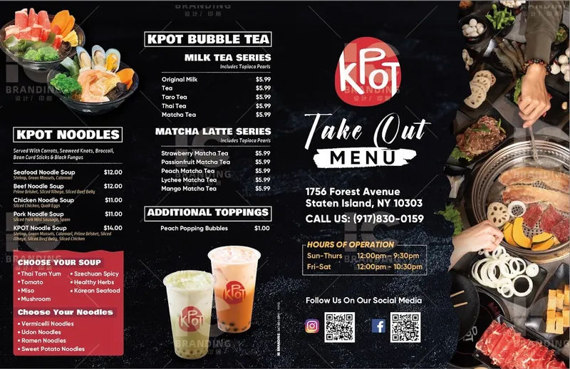 Menu KPOT Korean BBQ & Hot Pot