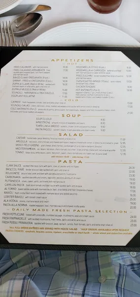 Menu Osteria Santina