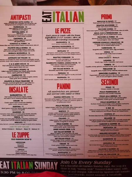 Menu EatItalian NYC