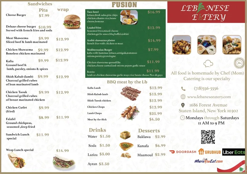 Menu Lebanese Eatery