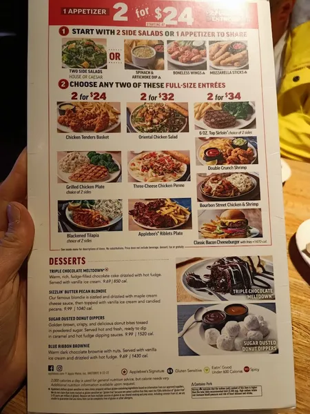 menu of Applebee's Grill + Bar