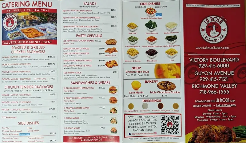 menu of La Rosa Chicken & Grill - Victory Boulevard