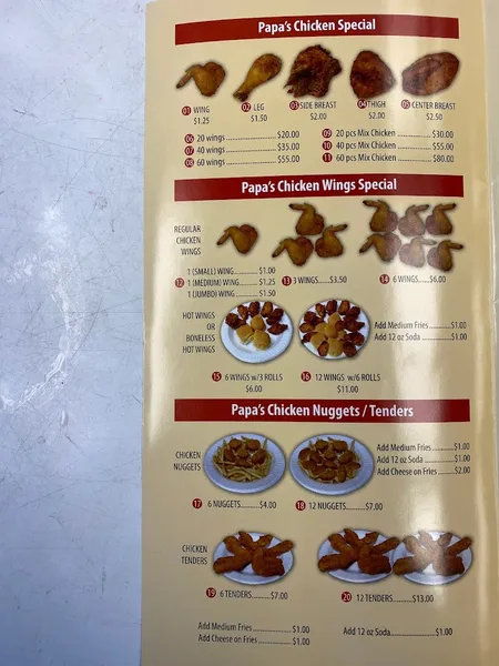 Menu Papa's Halal Fried Chicken & Gyro