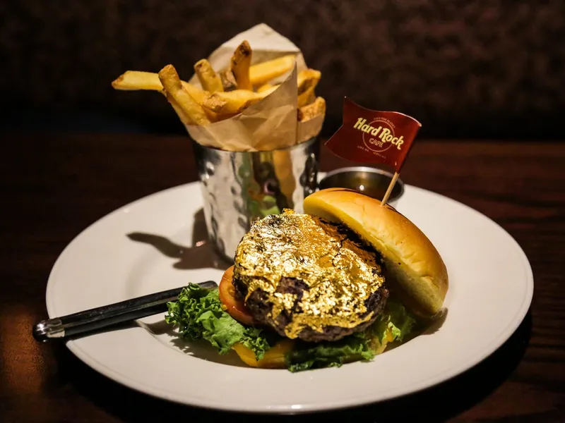 24-Karat Gold Leaf Steak Burger Hard Rock Cafe