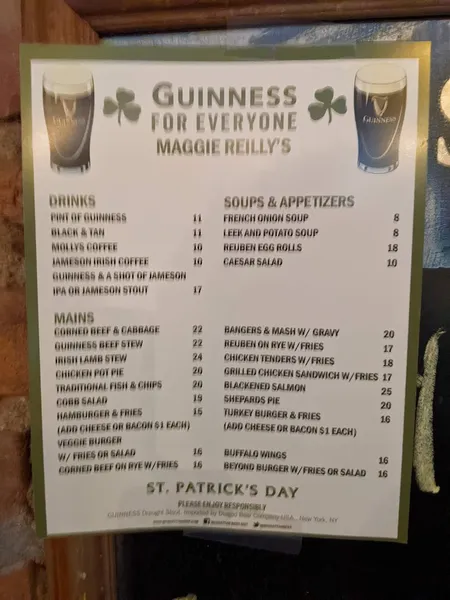 Menu Maggie Reilly's