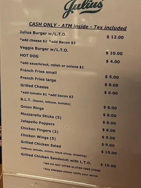 Menu Julius'