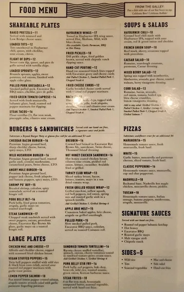 menu of Big Ditch Brewing Company