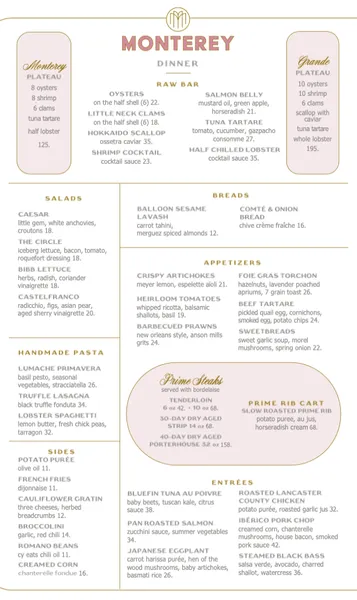 menu 2 of Monterey