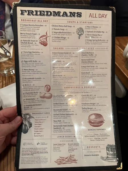 menu 2 of Friedman's Herald Square