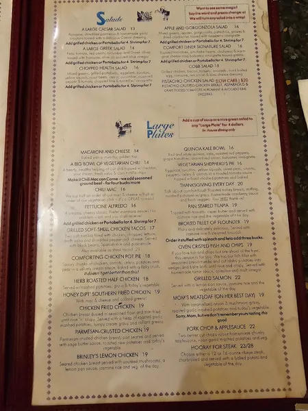 menu 2 of The Comfort Diner