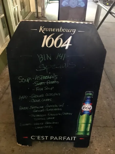 menu of Bin 141