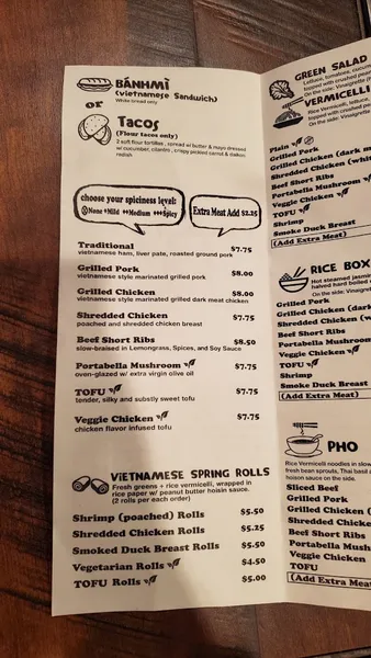 menu of Banhmigos Vietnamese Sandwiches (Hylan)