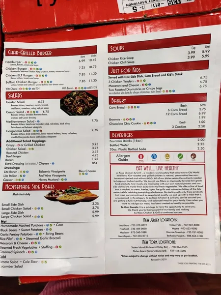 menu of La Rosa Chicken & Grill - Guyon Avenue