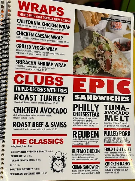 menu of Tick Tock Diner NY