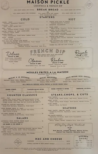 menu 2 of Maison Pickle