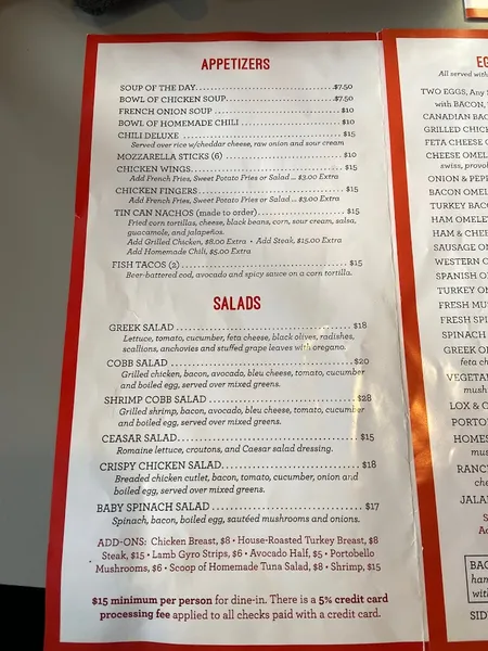 menu of Square Diner