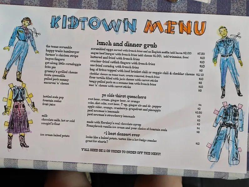 menu of Cowgirl