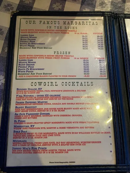 menu of Cowgirl