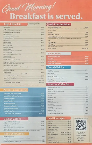 menu of Andrews NYC Diner